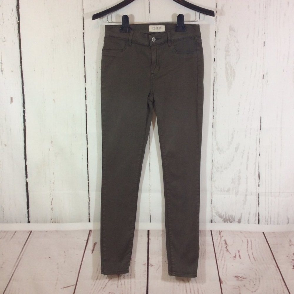 PacSun Jegging Skinny Jeans Olive Green Mid‎ Rise Size 26